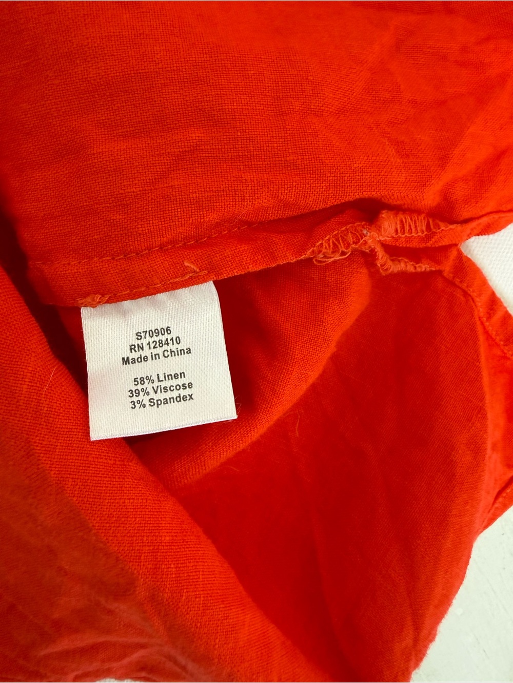 Ann Mashburn Women’s sleeveless linen top ruffle collar Tomato Red SIZE MEDIUM - Picture 3 of 9